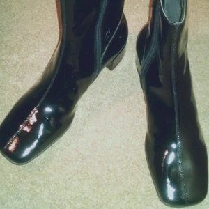 Vintage rare patent leather fun fashion sexy ankle boots